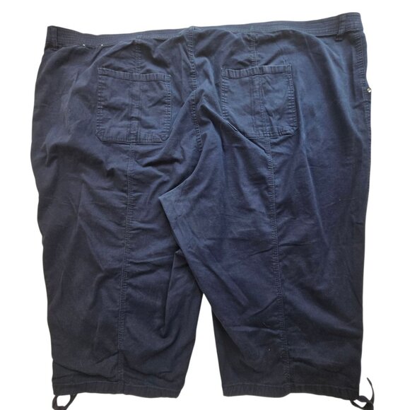 Catherines Plus Size 5X Navy Capri Pants Elastic Waist Drawstring Ankle Pockets - Picture 2 of 16